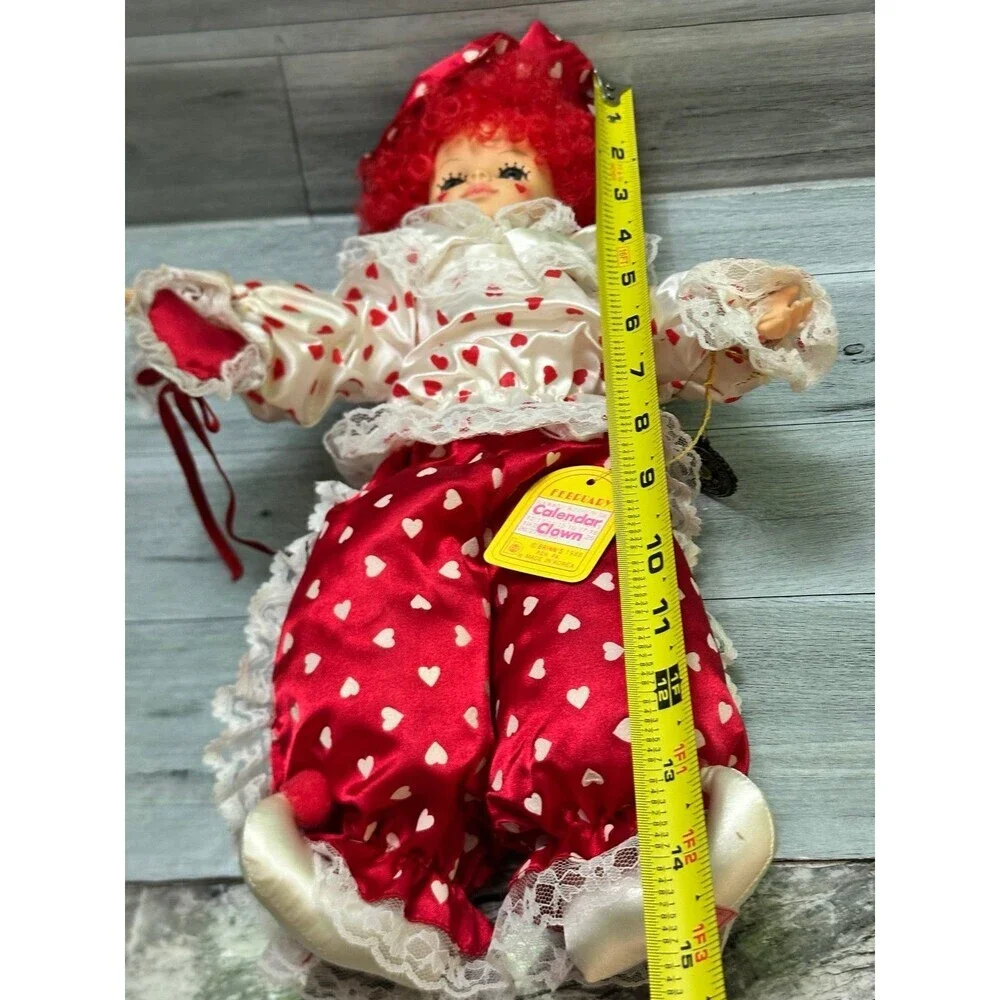 BRINN’S calendar limited edition Red Heart-Print Clown Doll